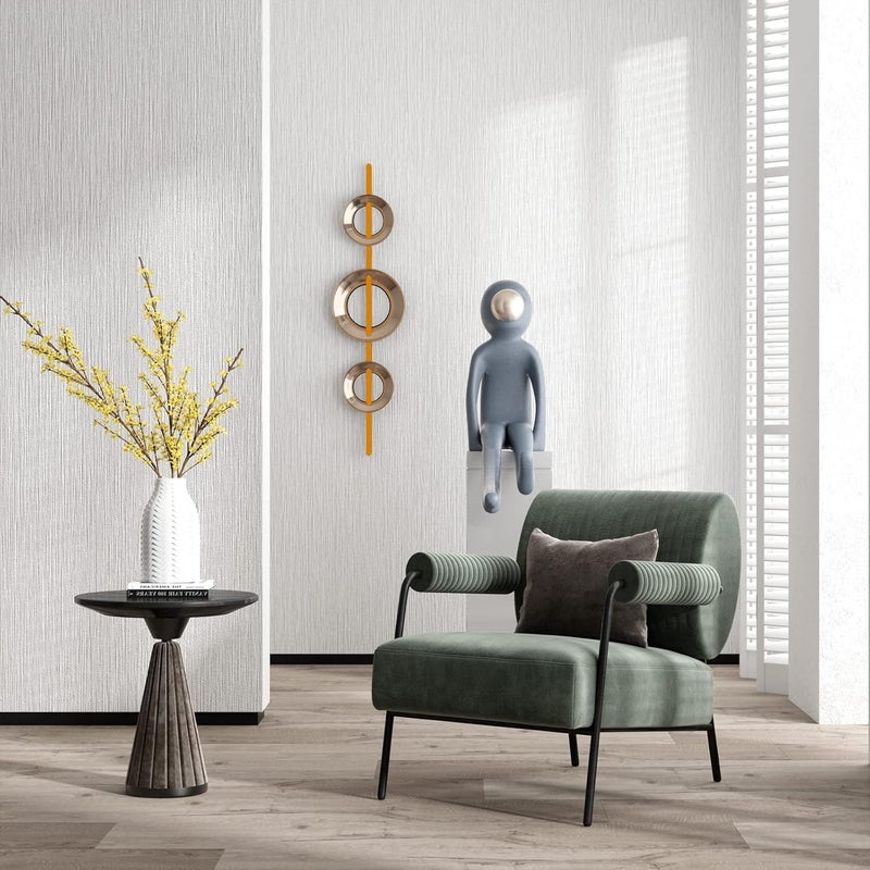 Haimin Grasscloth Textured Wallpaper 24in X 393in Fabric Contact Paper White Wall Paper Linen Peel and Stick Self-Adhesive Thick Vinyl Embossed Film Wallpaper (White) - Image 2